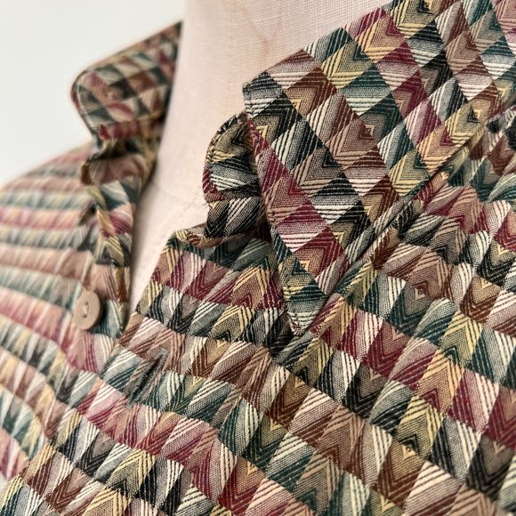 Retro Jhanes Barnes - Abstract Print Long Sleeve Shirt - Size Medium - Picture 4 of 8